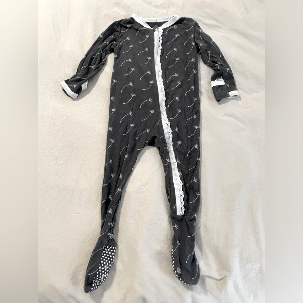 18 - Kickee Pants - Stone Dandelion Print - Footie - 6-9 Mos